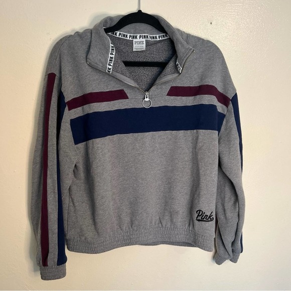 PINK Victoria's Secret Tops - PINK Victoria’s Secret Grey Quarter Zip